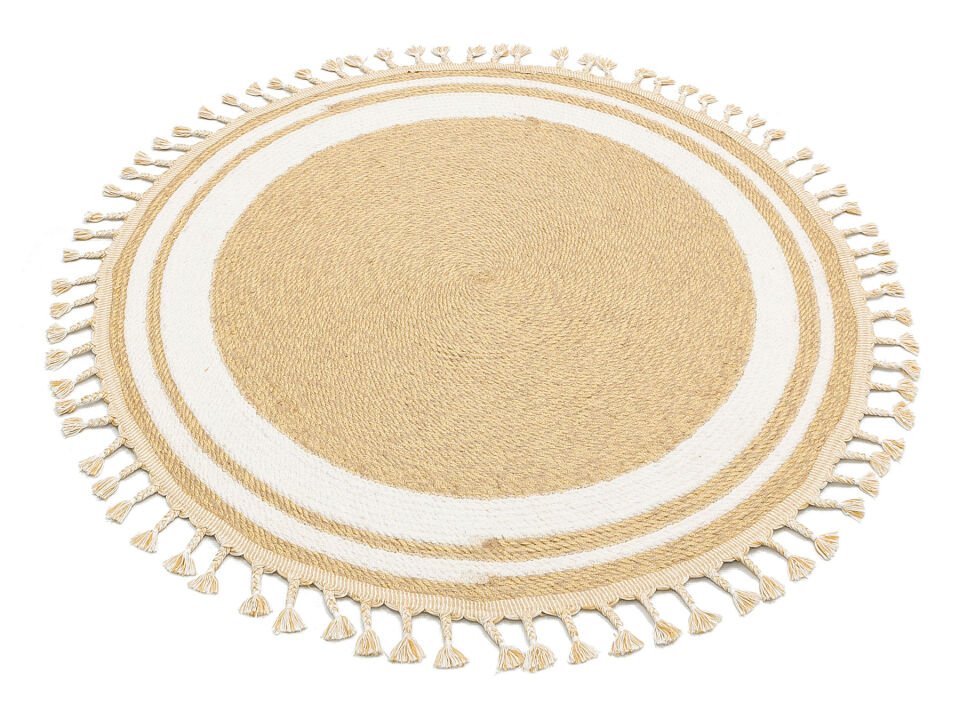 PTN 06 NATURAL WHITE Jüt Hasır Görünümlü Hav Toz Vermez Örgü Halı