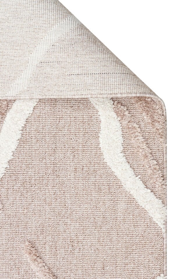 TRZ 03 BEIGE WHITE Hav Toz Vermez Yumuşak Dokulu Etnik Örgü Desenlere Sahip Modern İskindinav Halı