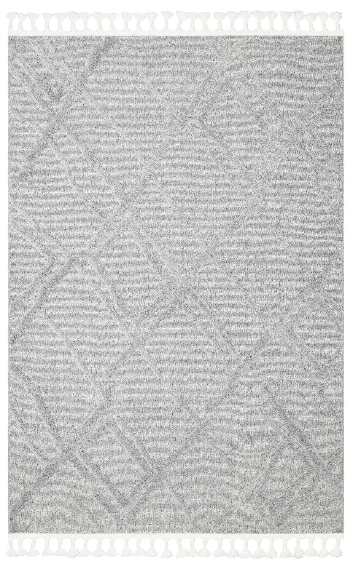 TRZ 03 GREY Hav Toz Vermez Yumuşak Dokulu Etnik Örgü Desenlere Sahip Modern İskindinav Halı