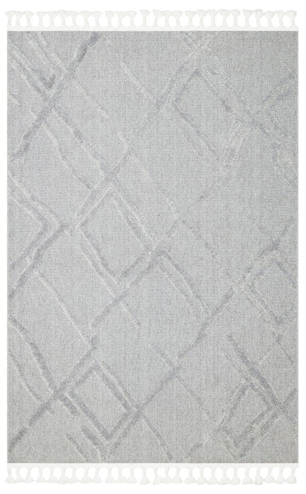 TRZ 03 GREY Hav Toz Vermez Yumuşak Dokulu Etnik Örgü Desenlere Sahip Modern İskindinav Halı