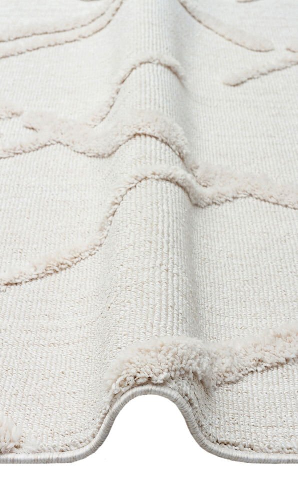 TRZ 03 WHITE Hav Toz Vermez Yumuşak Dokulu Etnik Örgü Desenlere Sahip Modern İskindinav Halı