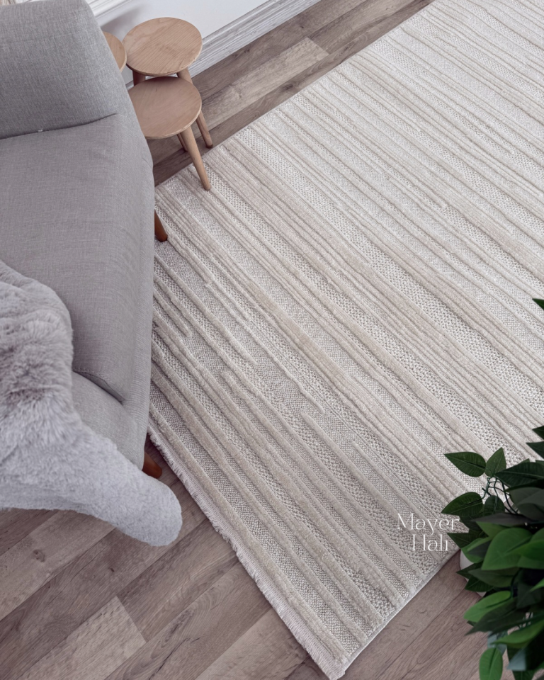 HRG 01 WHITE Hav Toz Vermeyen Yumuşak dokulu Modern Makine Halısı