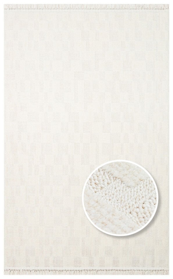 HRG 02 WHITE Hav Toz Vermeyen Yumuşak dokulu Modern Makine Halısı