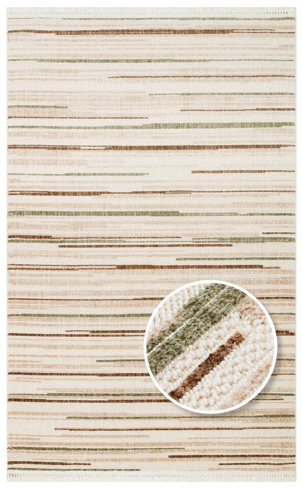 HRG 01 GREEN BROWN Hav Toz Vermeyen Yumuşak dokulu Modern Makine Halısı