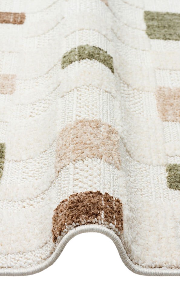 HRG 02 GREEN BEIGE Hav Toz Vermeyen Yumuşak dokulu Modern Makine Halısı