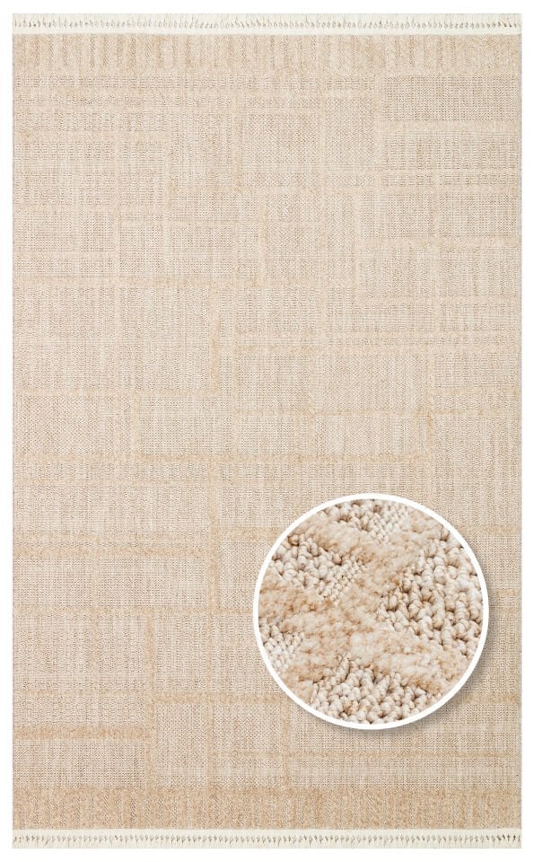 HRG 03 BEIGE Hav Toz Vermeyen Yumuşak dokulu Modern Makine Halısı