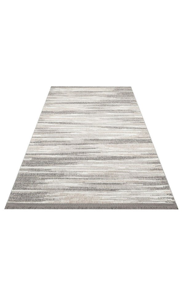 MOT 01 GREY WHITE Yumuşak Tuşeli Örgü Dokuma Modern Makine Halısı