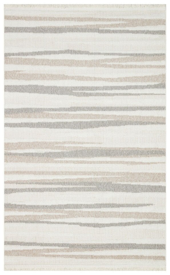 MOT 02 WHITE BEIGE Yumuşak Tuşeli Örgü Dokuma Modern Makine Halısı