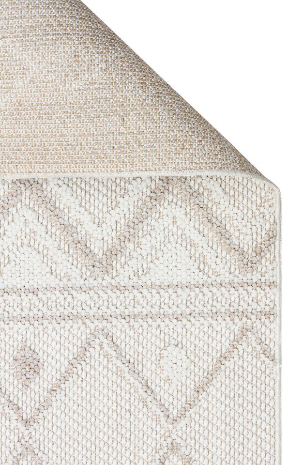 MOT 03 WHITE BEIGE Yumuşak Tuşeli Örgü Dokuma Modern Makine Halısı