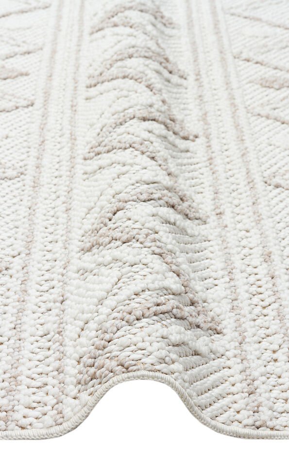 MOT 03 WHITE BEIGE Yumuşak Tuşeli Örgü Dokuma Modern Makine Halısı