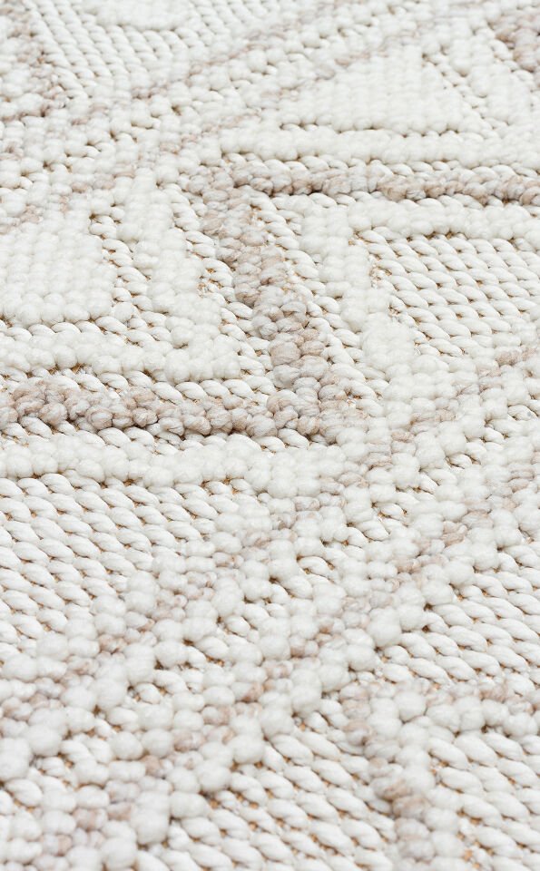 MOT 03 WHITE BEIGE Yumuşak Tuşeli Örgü Dokuma Modern Makine Halısı