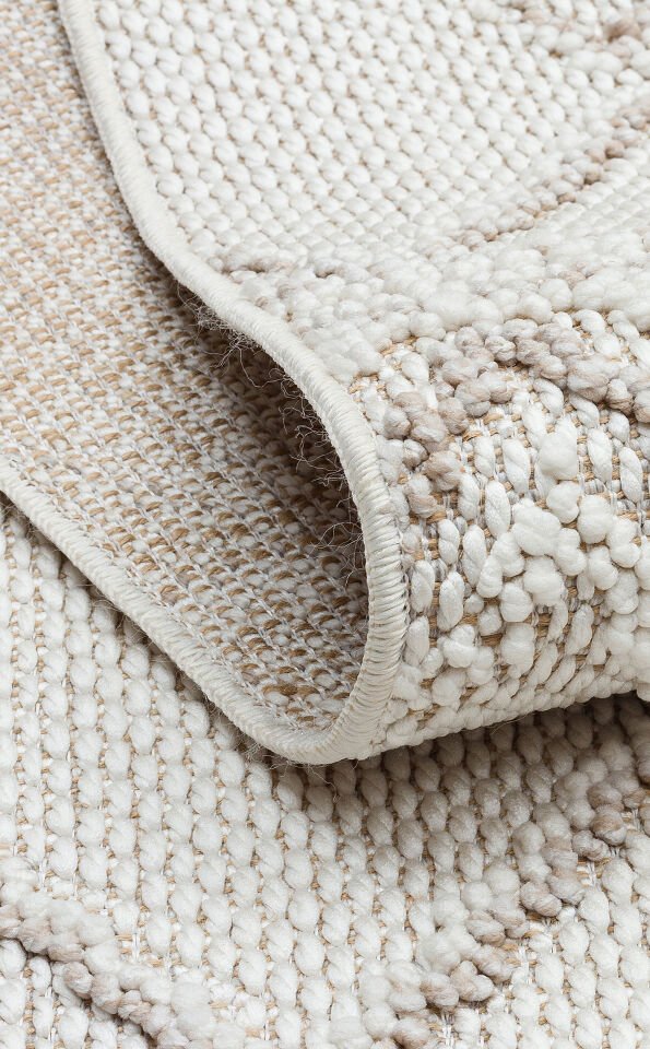 MOT 03 WHITE BEIGE Yumuşak Tuşeli Örgü Dokuma Modern Makine Halısı