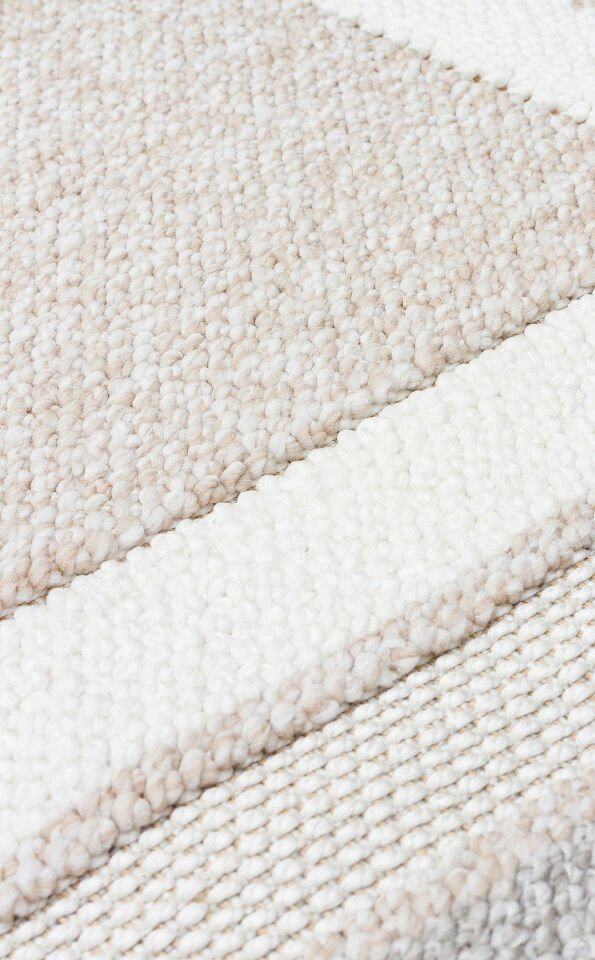 MOT 04 BEIGE GREY Yumuşak Tuşeli Örgü Dokuma Modern Makine Halısı