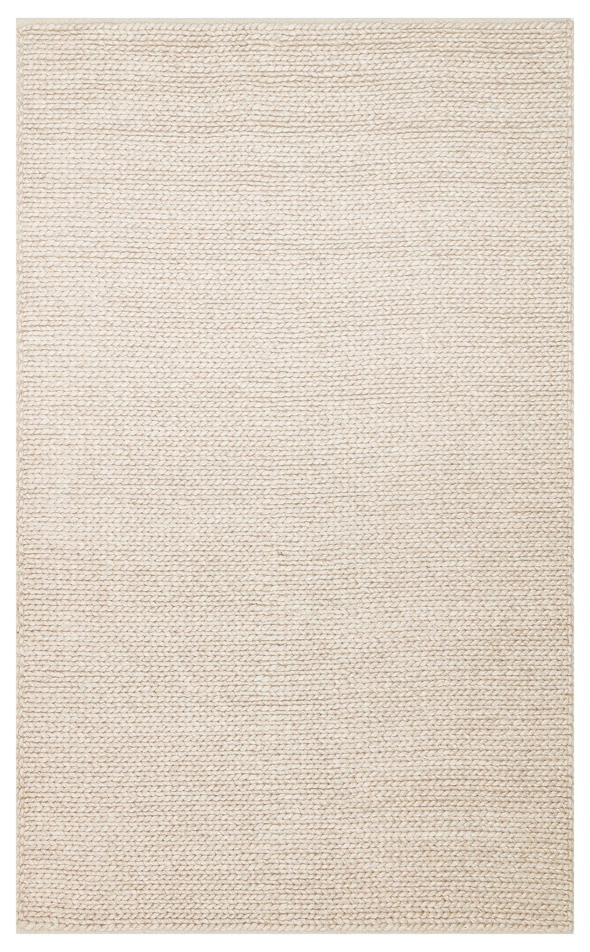 BASKETWEAVE BEIGE Naturel Kazak Örgü Desenli El Dokuma Örgü Halı