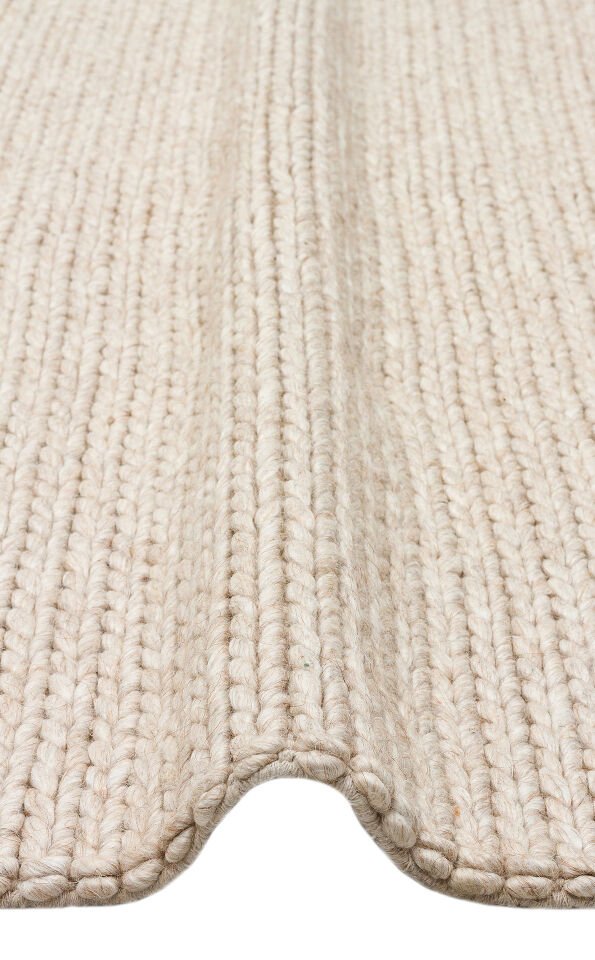 BASKETWEAVE BEIGE Naturel Kazak Örgü Desenli El Dokuma Örgü Halı