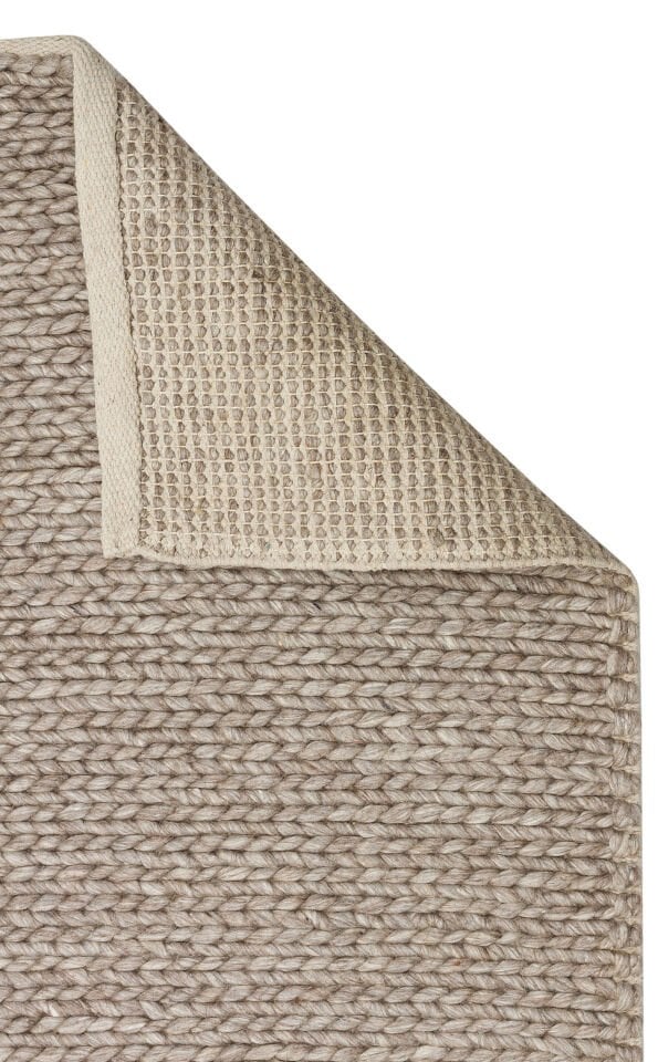BASKETWEAVE BROWN Naturel Kazak Örgü Desenli El Dokuma Örgü Halı