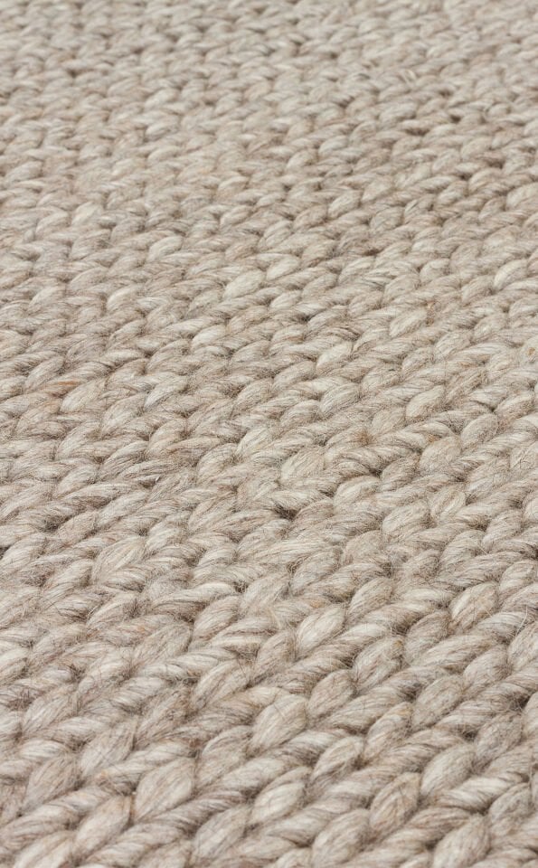 BASKETWEAVE BROWN Naturel Kazak Örgü Desenli El Dokuma Örgü Halı