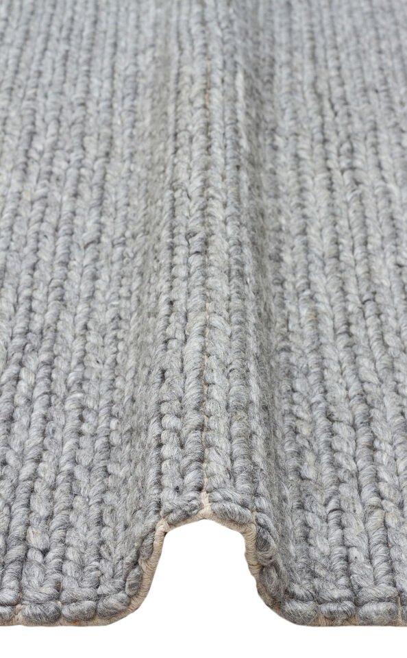 BASKETWEAVE GREY Naturel Kazak Örgü Desenli El Dokuma Örgü Halı