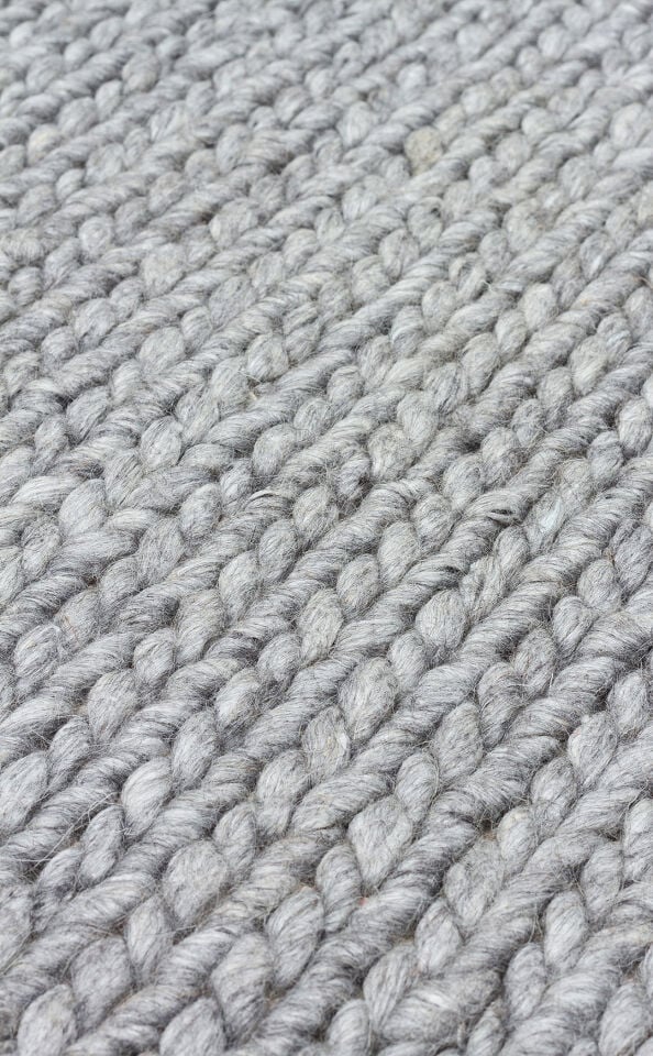 BASKETWEAVE GREY Naturel Kazak Örgü Desenli El Dokuma Örgü Halı