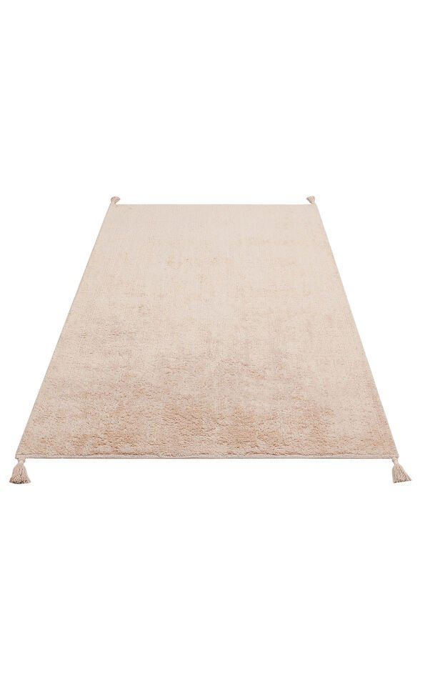 CBN PLAIN BEIGE Yıkanabilir Kaymaz Tabanlı Naturel Pamuk Bebek Halısı