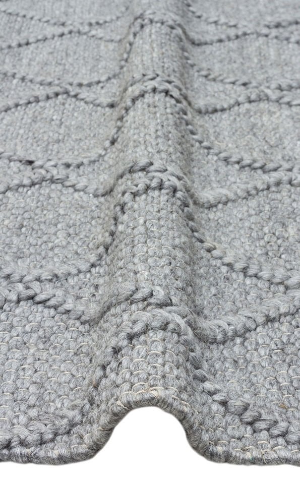 DIAMOND GREY Naturel Kazak Örgü Desenli El Dokuma Örgü Halı