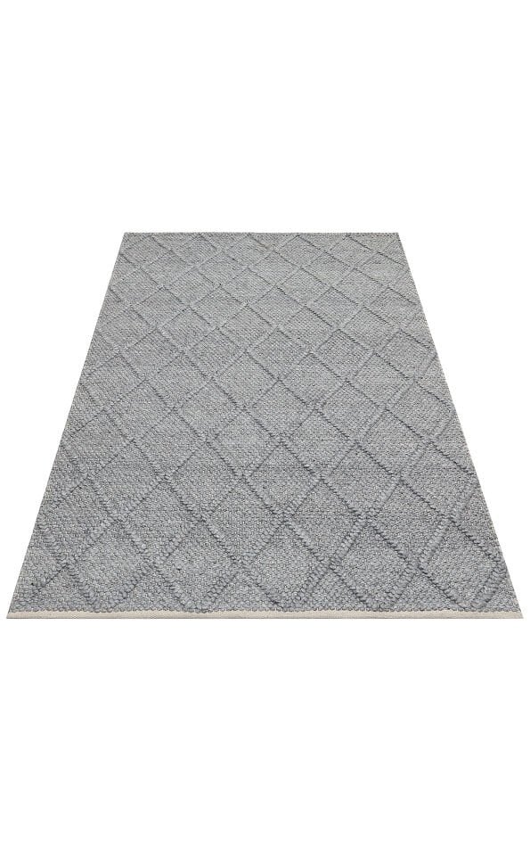DIAMOND GREY Naturel Kazak Örgü Desenli El Dokuma Örgü Halı