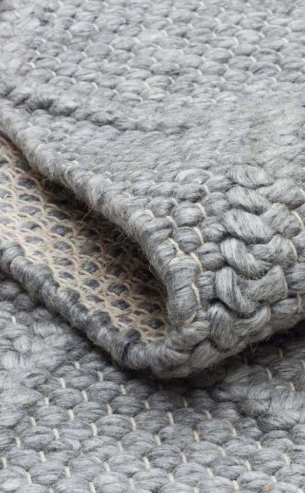 DIAMOND GREY Naturel Kazak Örgü Desenli El Dokuma Örgü Halı