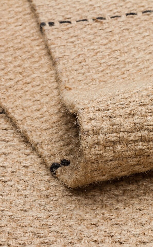 DLH 01 BLACK Jüt ve Pamuk ile Üretilen Çift Taraflı Modern Kilim