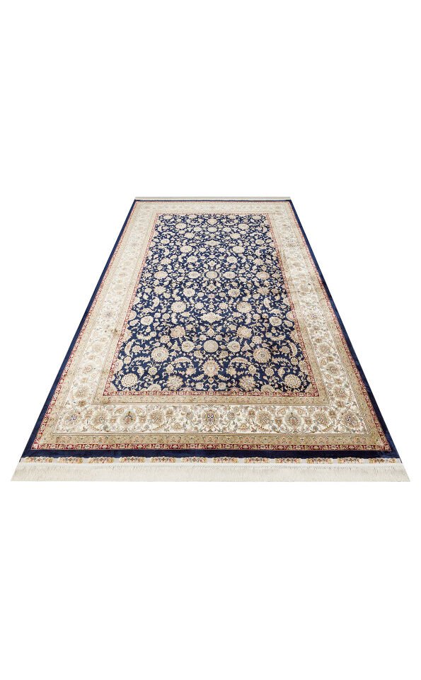 ISF 03 NAVY CREAM Klasik Desenli Yüksek Kalite Sık Dokuma Makine Halısı