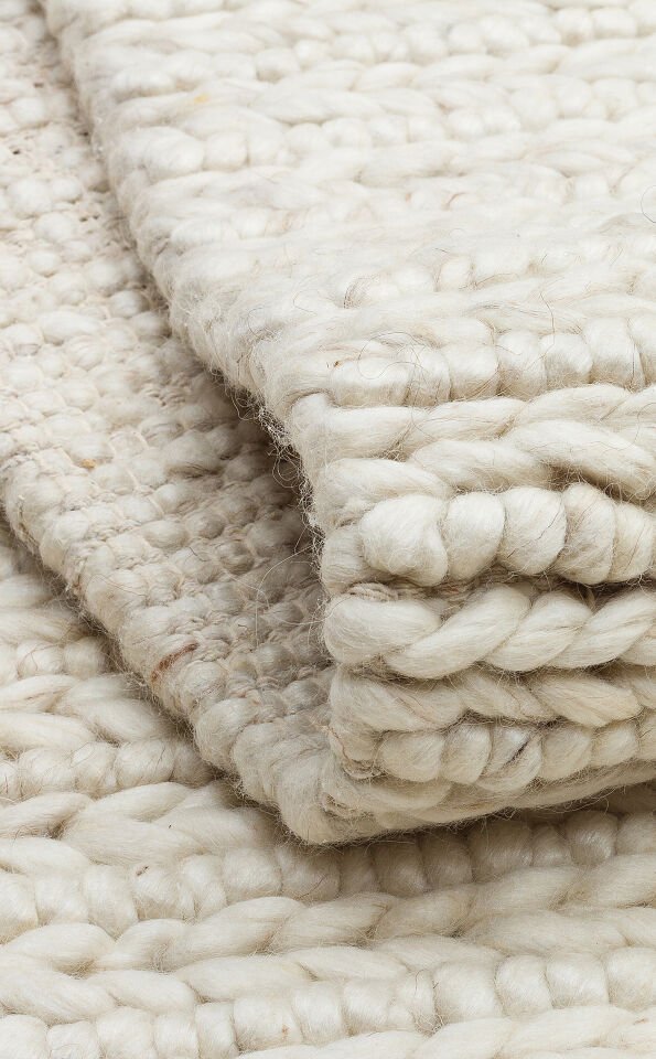 JD 07 L.BEIGE Naturel Kazak Örgü Desenli El Dokuma Örgü Halı