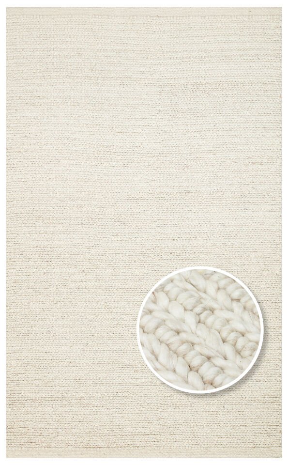 JD 07 L.BEIGE Naturel Kazak Örgü Desenli El Dokuma Örgü Halı