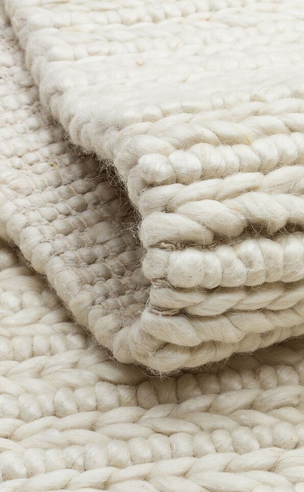 JD 07 WHITE Naturel Kazak Örgü Desenli El Dokuma Örgü Halı