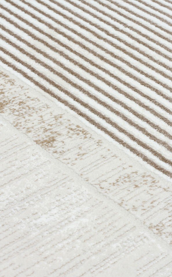 LGS 18 CREAM BEIGE XW Hav Toz Vermez Eskitme Desenli Modern Makine Halısı
