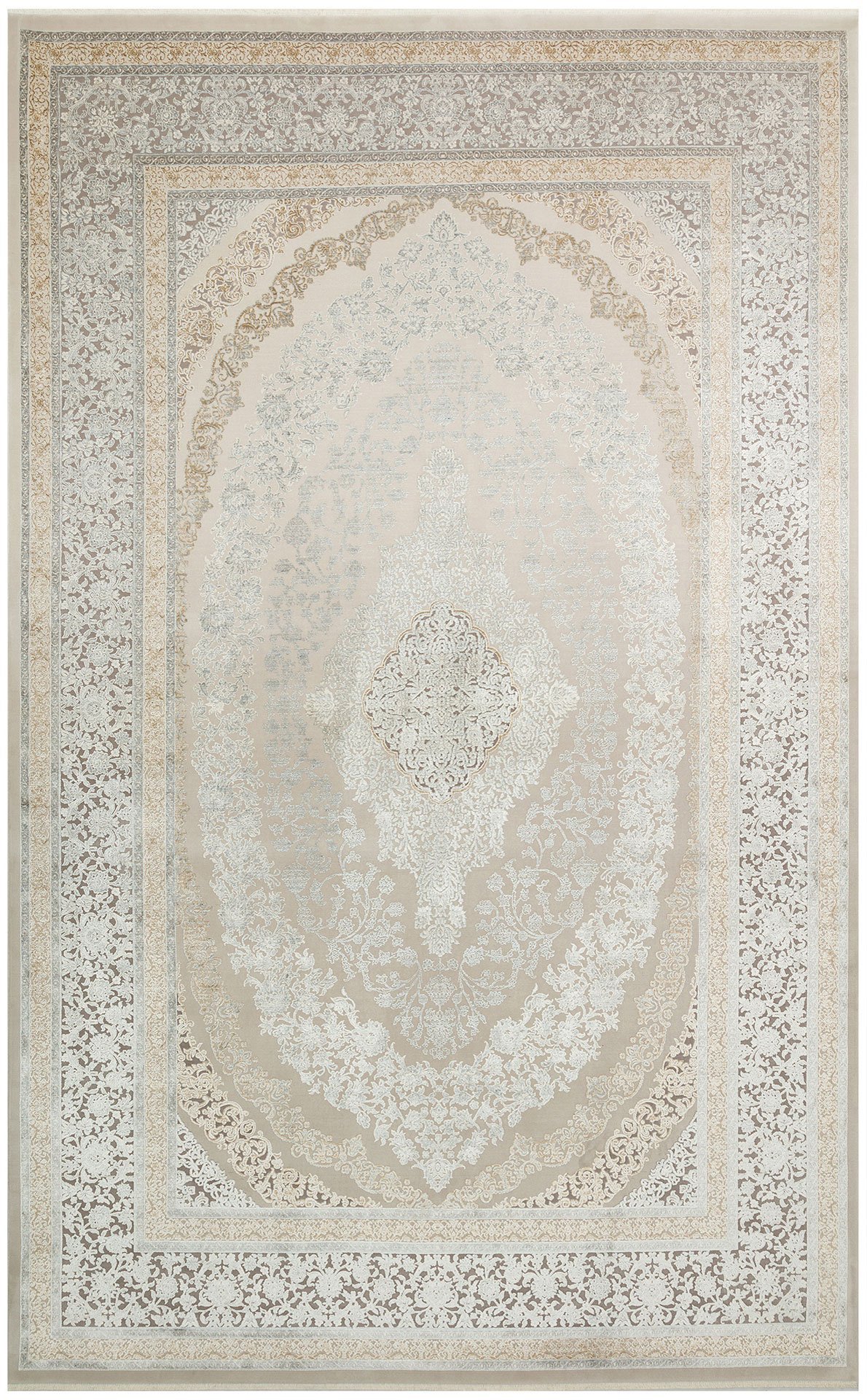 MHL 08 CREAM GREY Klasik Desenli Yüksek Kalite Sık Dokuma Salon Halısı