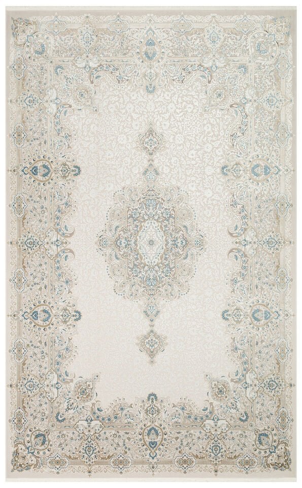 PLM 01 CREAM BLUE Yüksek Kaliteli Sık Dokuma Modern Salon Halısı