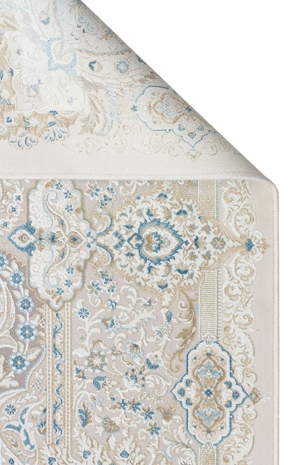 PLM 01 CREAM BLUE Yüksek Kaliteli Sık Dokuma Modern Salon Halısı