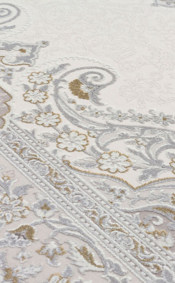 PLM 01 CREAM GREY Yüksek Kaliteli Sık Dokuma Modern Salon Halısı