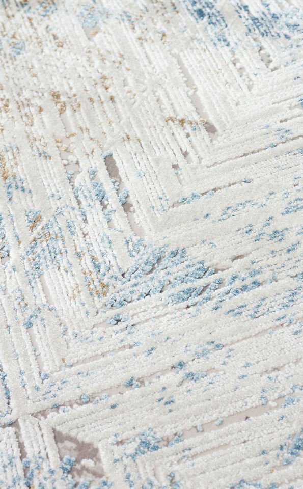 PLM 03 CREAM BLUE Yüksek Kaliteli Sık Dokuma Modern Salon Halısı